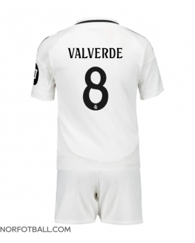 Billige Fotballdrakt Real Madrid Federico Valverde #8 Replika Hjemmedraktsett Barn 2024-25 Kortermet (med bukser)